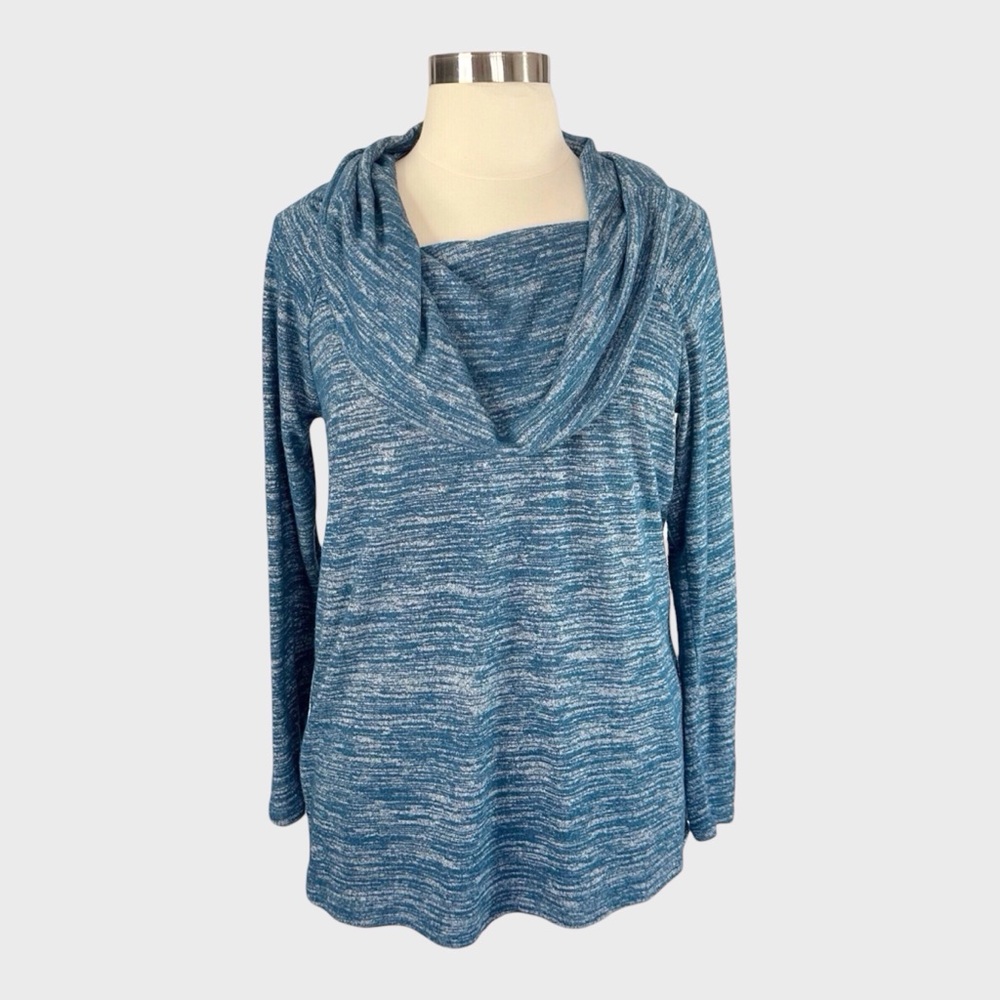 A.N.A Heathered‎ Knit Cowl Neck Long Sleeve Top